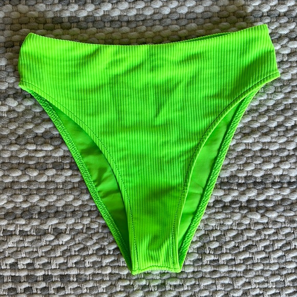 Frankie’s Bikinis Jenna High Waist Bikini Bottom Size S Neon Green - Picture 2 of 5